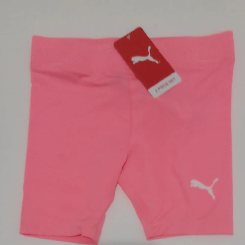 Puma Kids Girl 2 Pcs Brand Logo Tee and Shorts Set, White/Neon Pink Size 12M - Picture 8 of 11